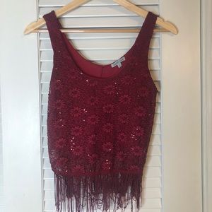 Fringe Burgundy Top